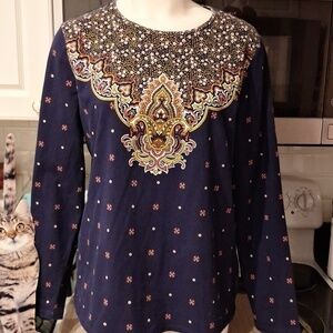 J womens Talbots casual stretch long sleeve regular size pullover top XL